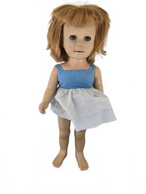 1960s blonde Chatty Cathy Doll, original outfit,  blue eyes, mute, talker